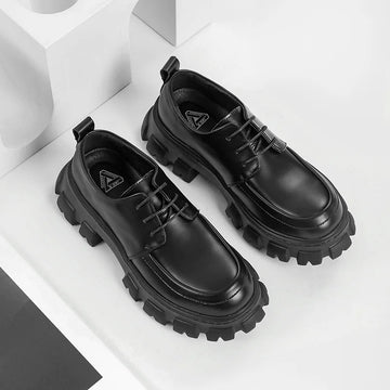 Xajzpa Men's Low-top Casual Leather Shoes Thick-soled Heightened Formal Leather Shoes Men's New Heightened All-match Men's Shoes